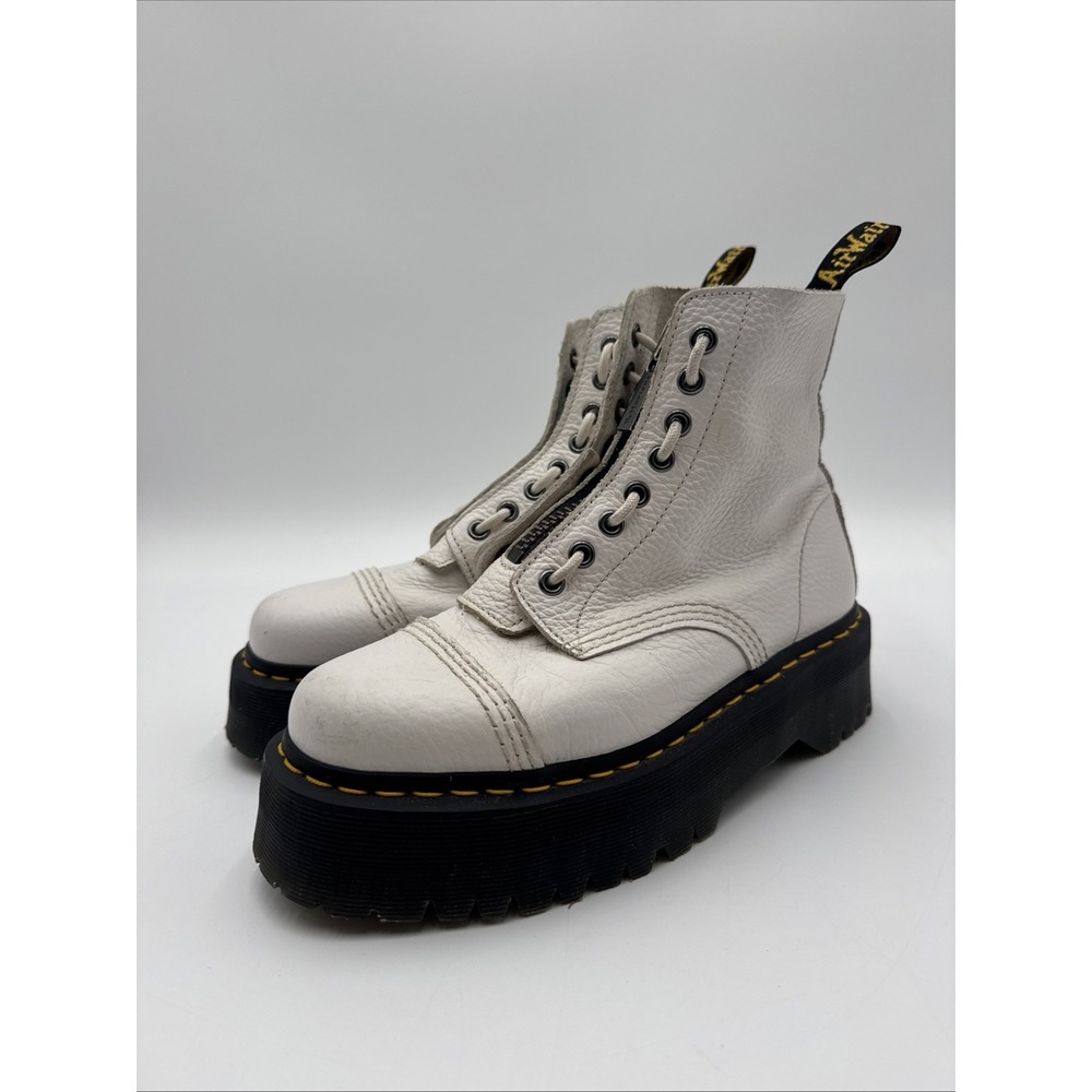 Dr. Marten's Sinclair Platform Women Bootie White Milled Napa Leather Size 8 US